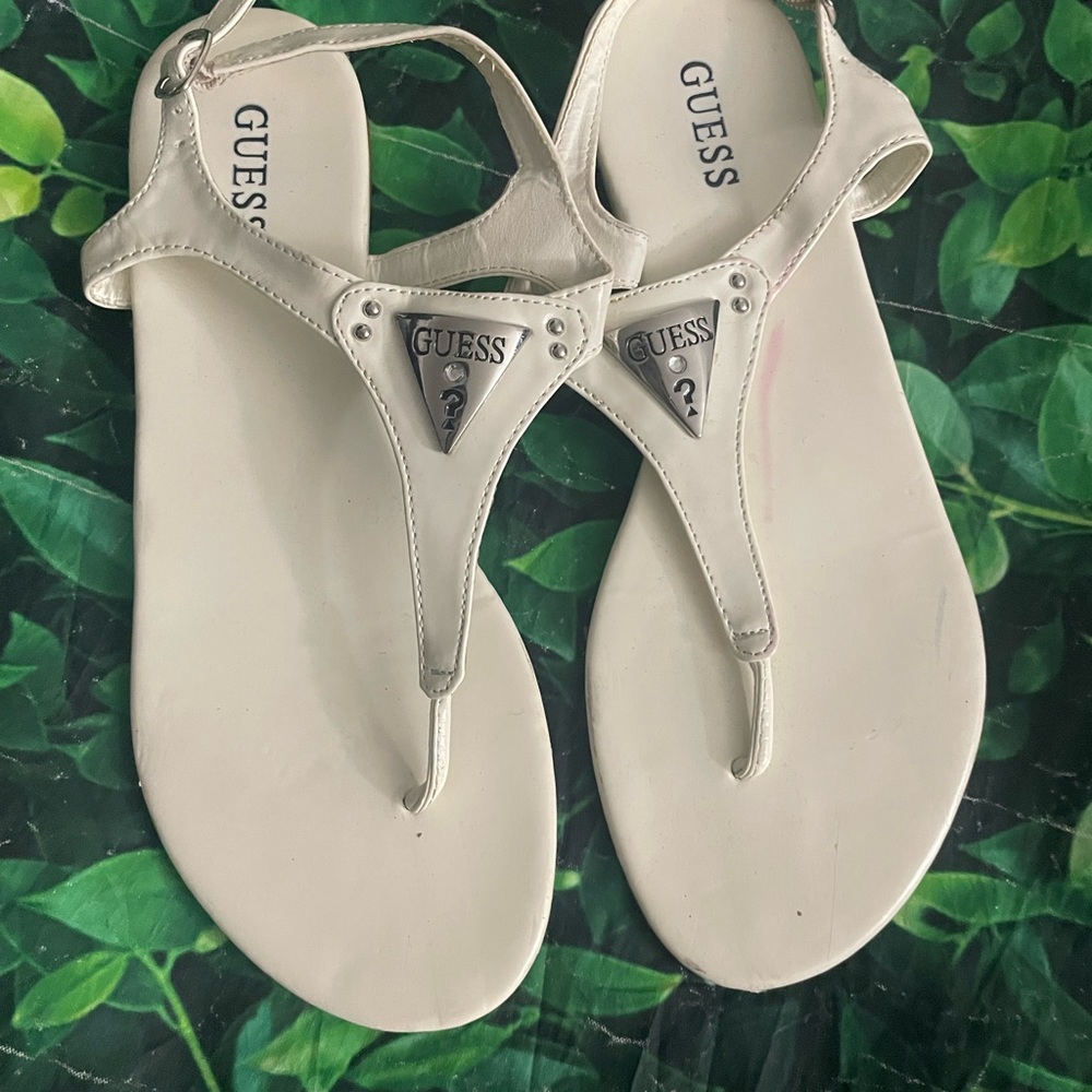 Guess white sandals size 8
